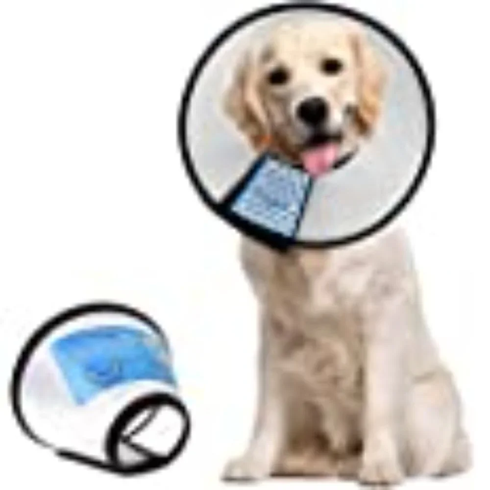 Supet adjustable clear cone black trim for large dogs neck 20